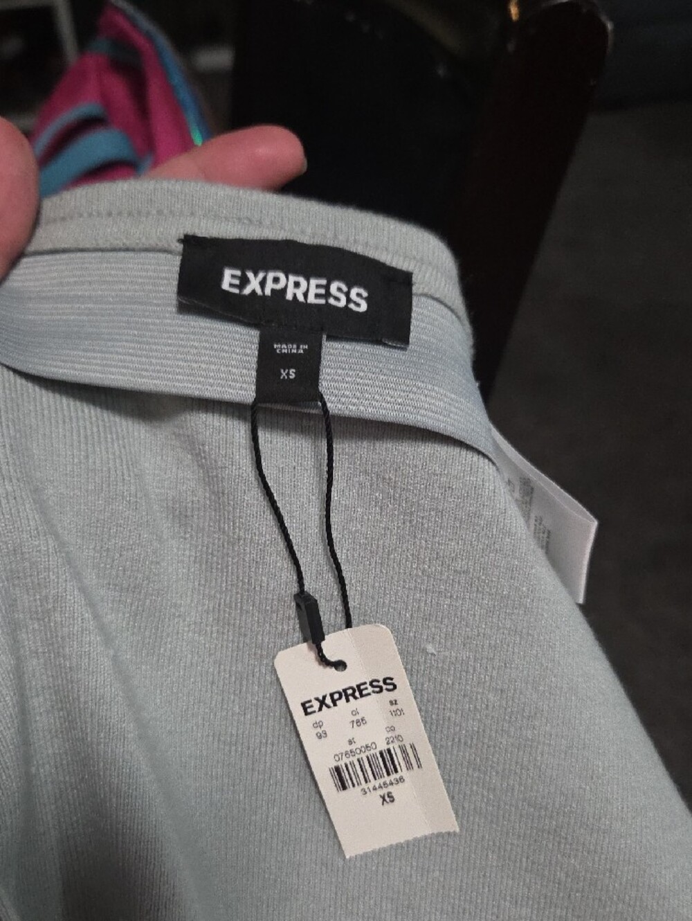 Express Light Sage High-Waist Pencil Skirt with Side Slit - Picture 4 of 5